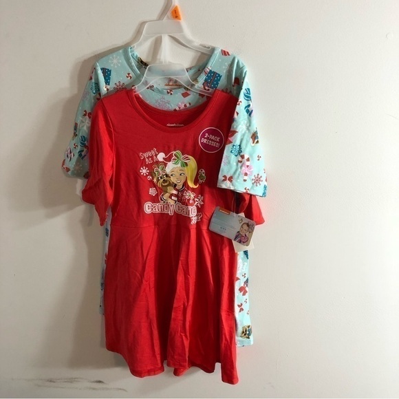 Jojo Siwa Christmas Dress Bundle NWT 6 6X Red Blue Candy Cane Kids Girls - Picture 2 of 4